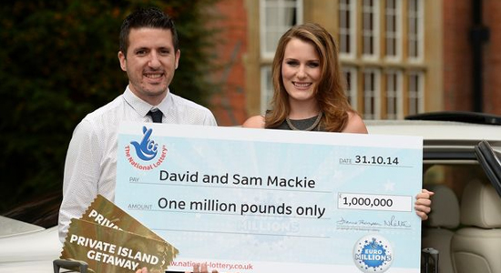 David and Sam Mackie were the first couple to win in the new EuroMillions Mega Friday draw