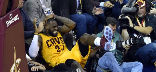 Lebron James collides with cameraman. (Photo: US Today)